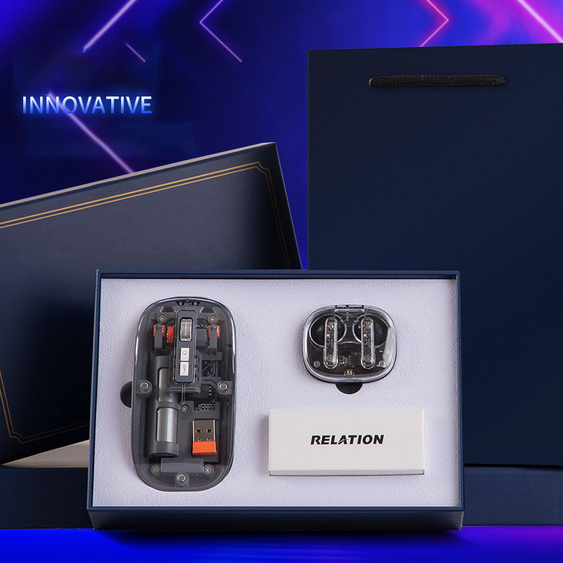 2pcs Mecha Series Gift Set Wireless Mouse Wireless Earbuds Corporate Gift for Business