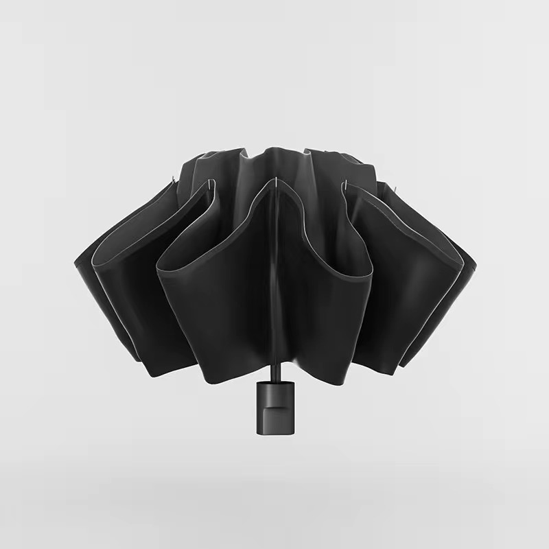 Business gift reverse black-coated sunshade umbrella, 3-fold portable umbrella