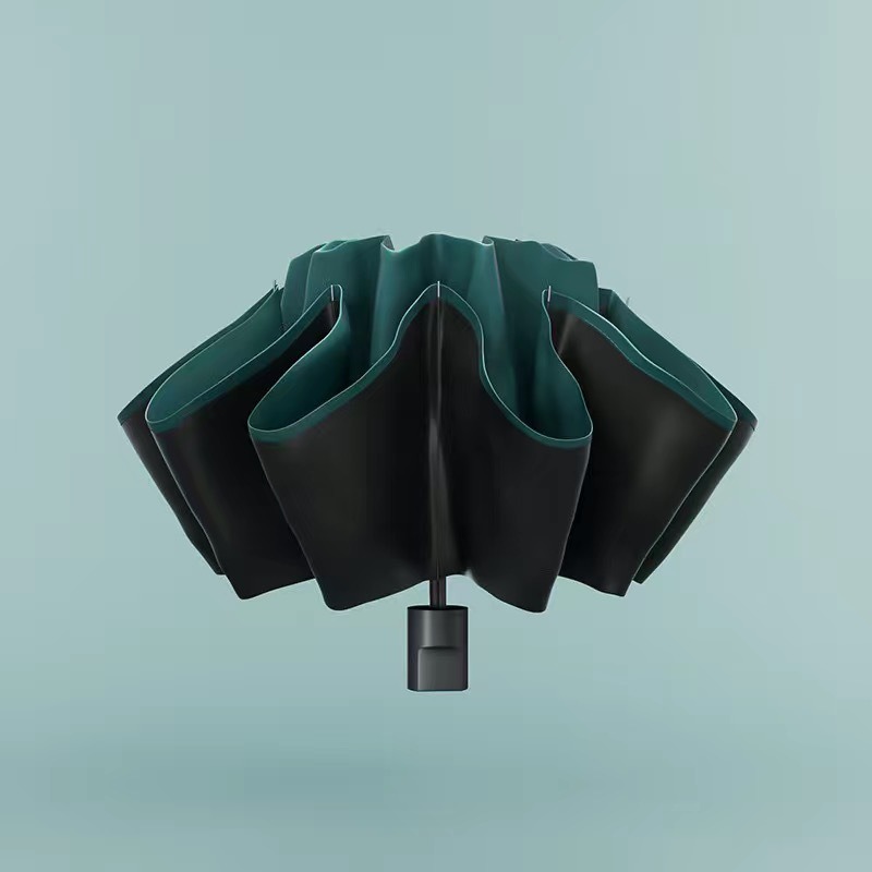 Business gift reverse black-coated sunshade umbrella, 3-fold portable umbrella - Image 3