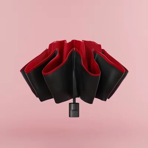 Business gift reverse black-coated sunshade umbrella, 3-fold portable umbrella - Image 2