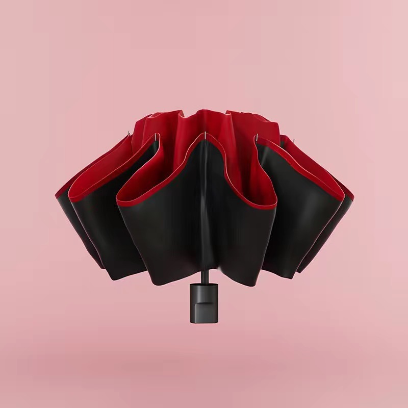Business gift reverse black-coated sunshade umbrella, 3-fold portable umbrella - Image 2