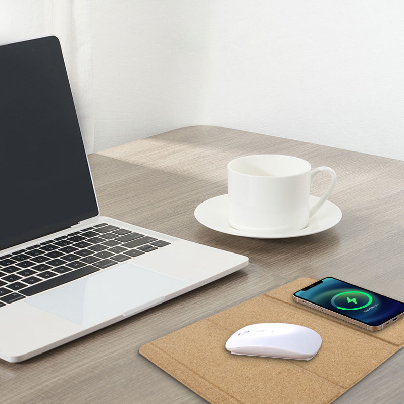 Multifunctional Office Foldable 15W cork Wireless Charger Mouse Pad - Image 3