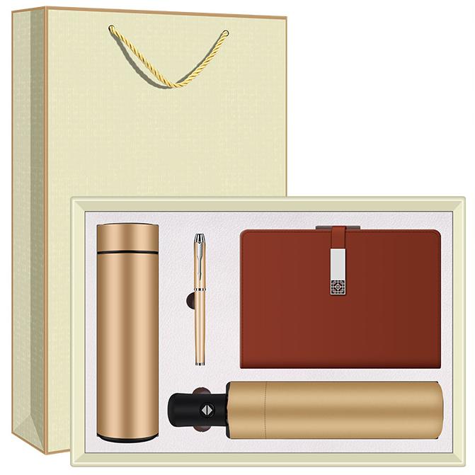 4-pcs custom logo thermos cup umbrella notebook pen  business gift set - Image 4