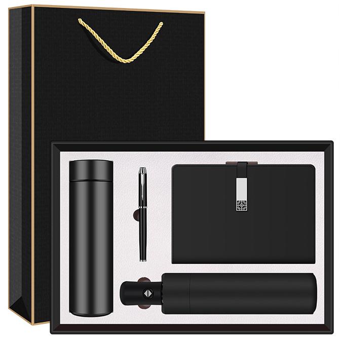 4-pcs custom logo thermos cup umbrella notebook pen  business gift set